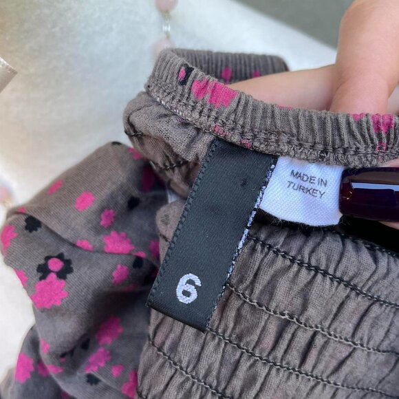 Pink and Brown Floral Strapless Babydoll Top - Picture 6 of 7